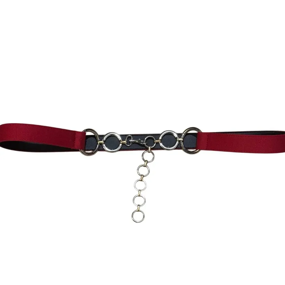 Vintage 1990s Red Strap Silver Gold Loop Chain Belt Womens Size Large Canada